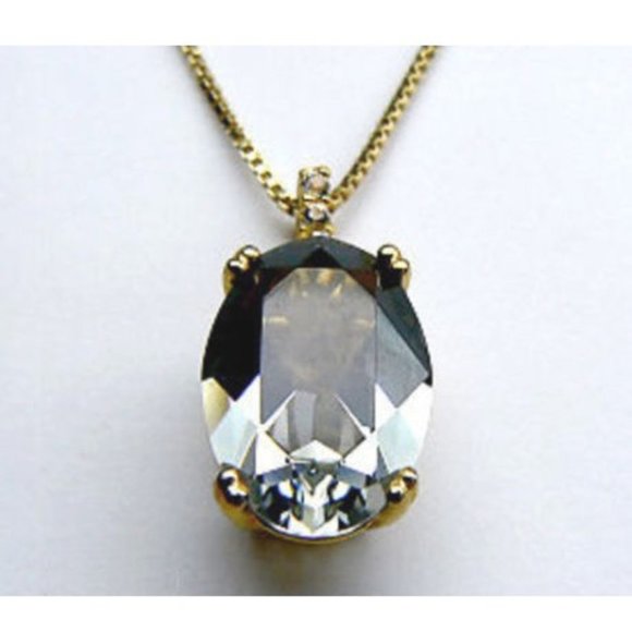 VERA WANG 18K Gold over SILVER Gray Solitaire  Necklace - Picture 4 of 13